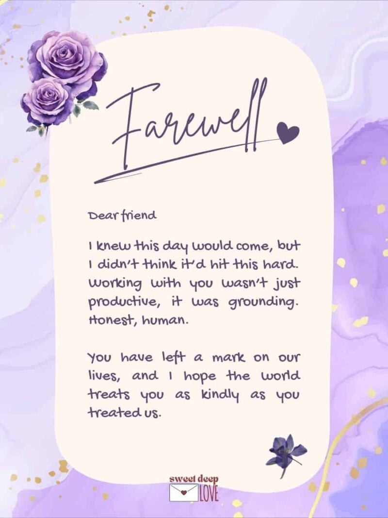 farewell note to colleague